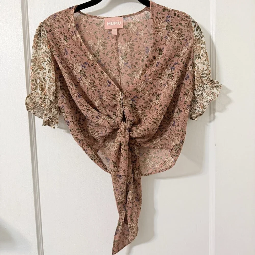 Show Me Your Mumu 'Kimmy' Tie Top in Floral Print Mix